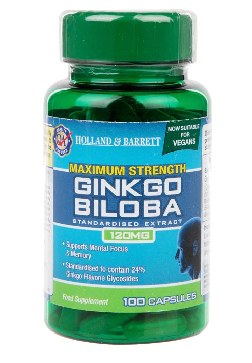 Maximum Strength Ginkgo Biloba, 120mg - 100 caps - Holland & Barrett | WestPharmacy.nl - Cognitive Support