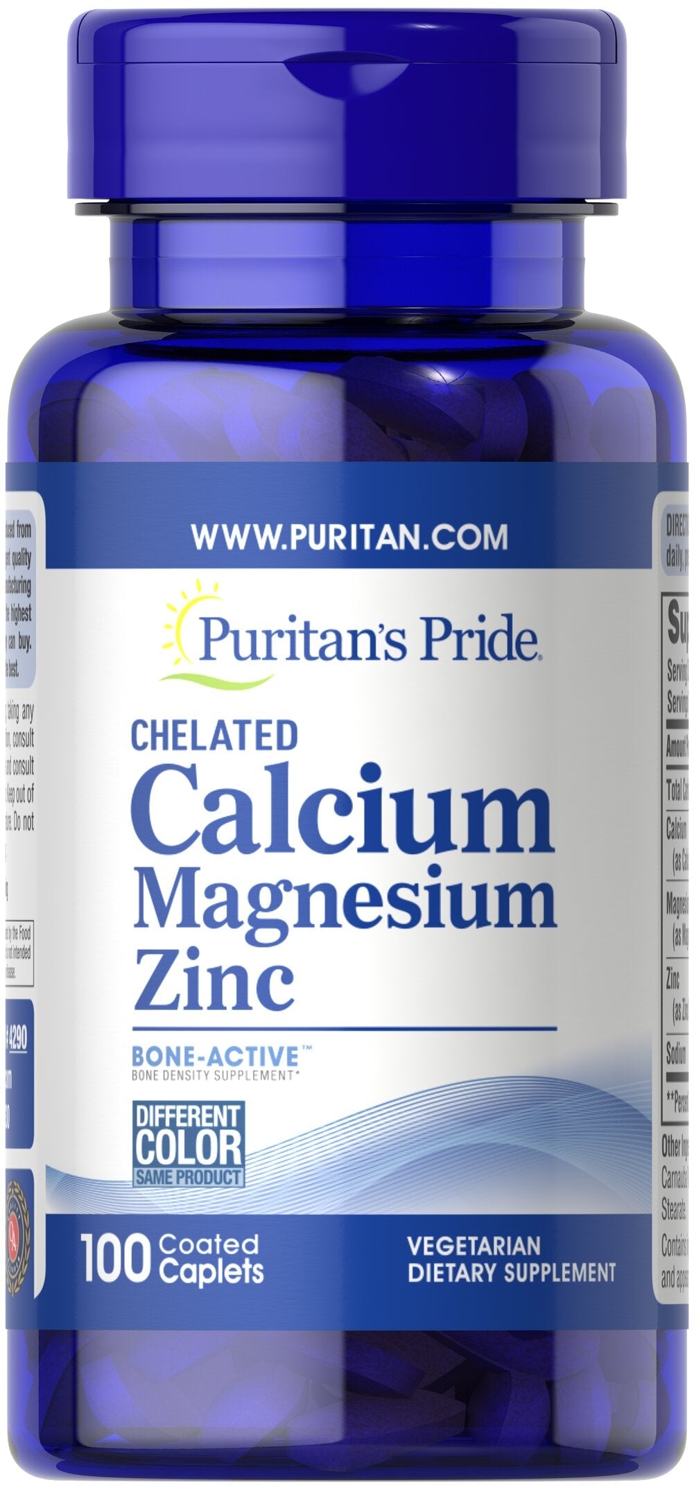 Calcium Magnesium Zinc - 100 caplets - Puritan's Pride - Vaistine1.lt - WestPharmacy.eu