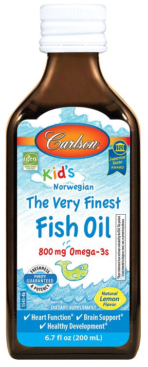 Kid's The Very Finest Fish Oil, 800mg Lemon - 200 ml. - Carlson Labs - Vaistine1.lt - WestPharmacy.eu