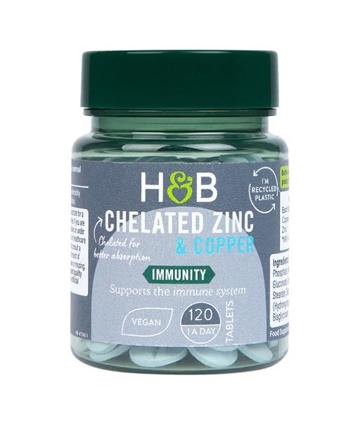 Chelated Zinc & Copper, 15mg - 120 tabs - Holland & Barrett | WestPharmacy.nl - Minerals