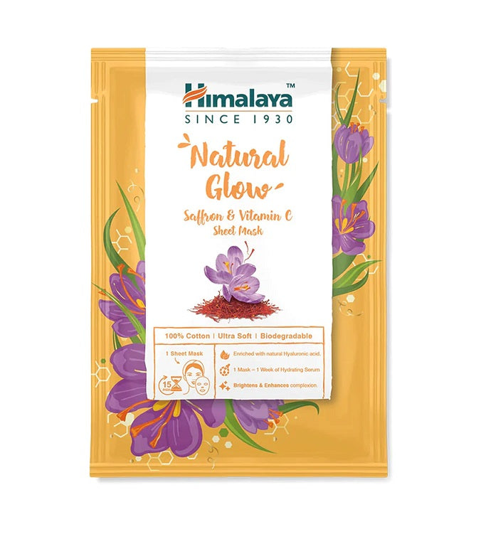 Natural Glow Saffron & Vitamin C Sheet Mask - 30 ml - Himalaya | Vaistine1.lt | WestPharmacy.eu