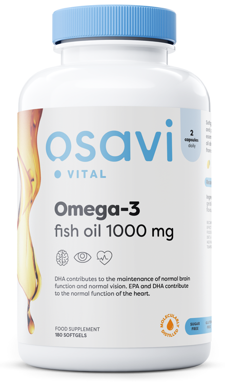 Omega-3 Fish Oil Molecularly Distilled, 1000mg (Lemon) - 180 softgels - Osavi | Vaistine1.lt | WestPharmacy.eu