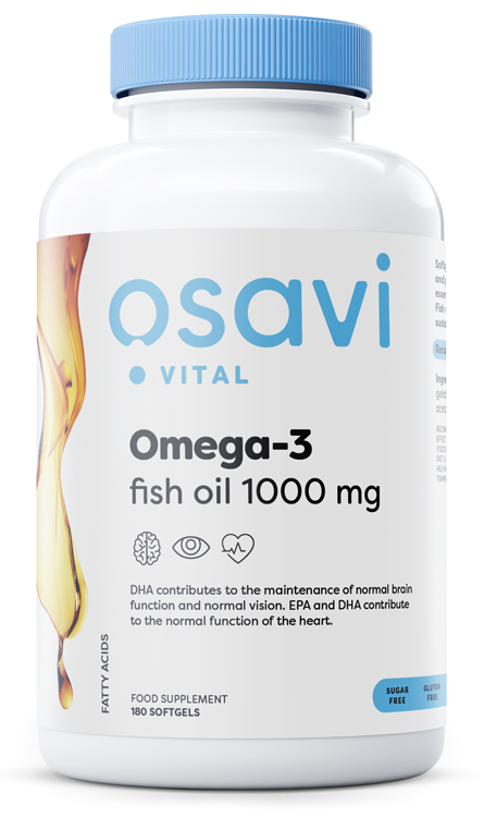 Omega-3 Fish Oil Molecularly Distilled, 1000mg - 180 softgels - Osavi | Vaistine1.lt | WestPharmacy.eu