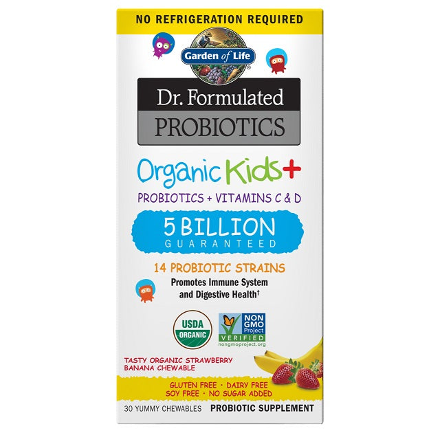 Dr. Formulated Probiotics Kids+, Strawberry Banana - 30 chewables - Garden of Life | Vaistine1.lt | WestPharmacy.eu