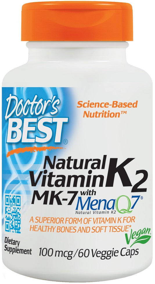 Natural Vitamin K2 MK7 with MenaQ7, 100mcg - 60 vcaps - Doctor's Best | Vaistine1.lt | WestPharmacy.eu