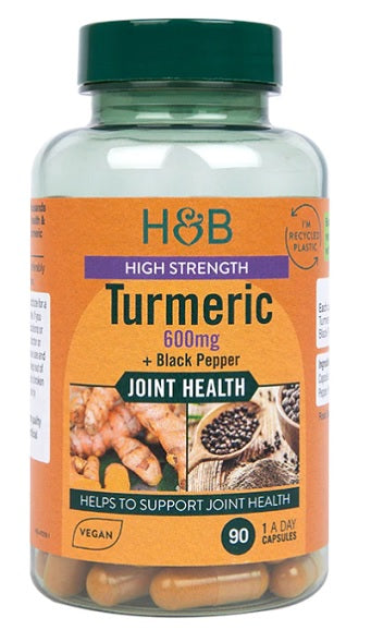 High Strength Turmeric with Black Pepper, 600mg - 90 caps - Holland & Barrett | WestPharmacy.nl - Joint Support