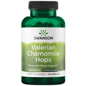 Valerian Chamomile Hops - N60 - Valerijonas, ramunėlės, apyniai - Swanson - Vaistine1.lt