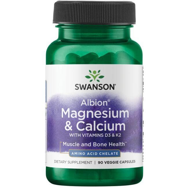 Albion Magnesium & Calcium - N90 - Magnis & Kalcis su Vitaminais D3 ir K2 - Swanson - Vaistine1.lt